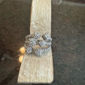 Judith Ripka retired sterling silver ring with cubic zirconias.